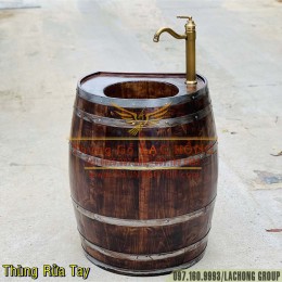 BỒN RỬA TAY BẰNG THÙNG RƯỢU GỖ SỒI CŨ