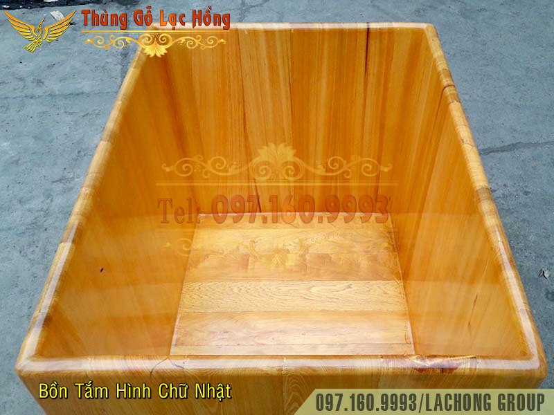 b&aacute;n bồn tắm gỗ h&igrave;nh chữ nhật