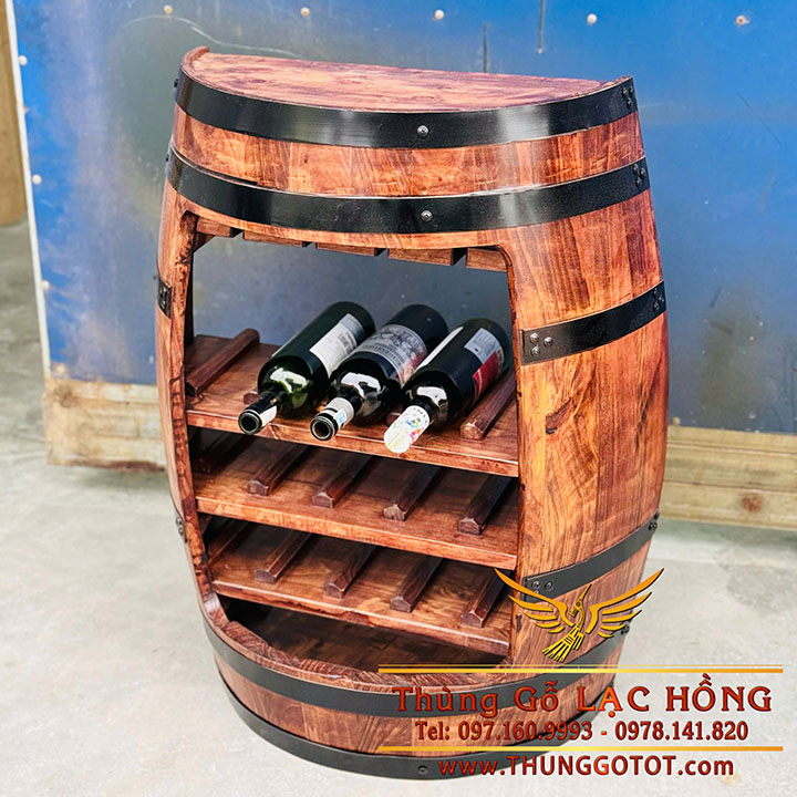 th&ugrave;ng rượu gỗ deco