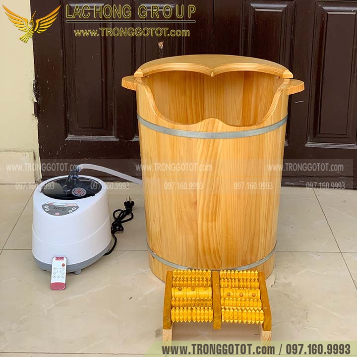 Thùng Xông Chân Gỗ Pơ Mu Cao Cấp