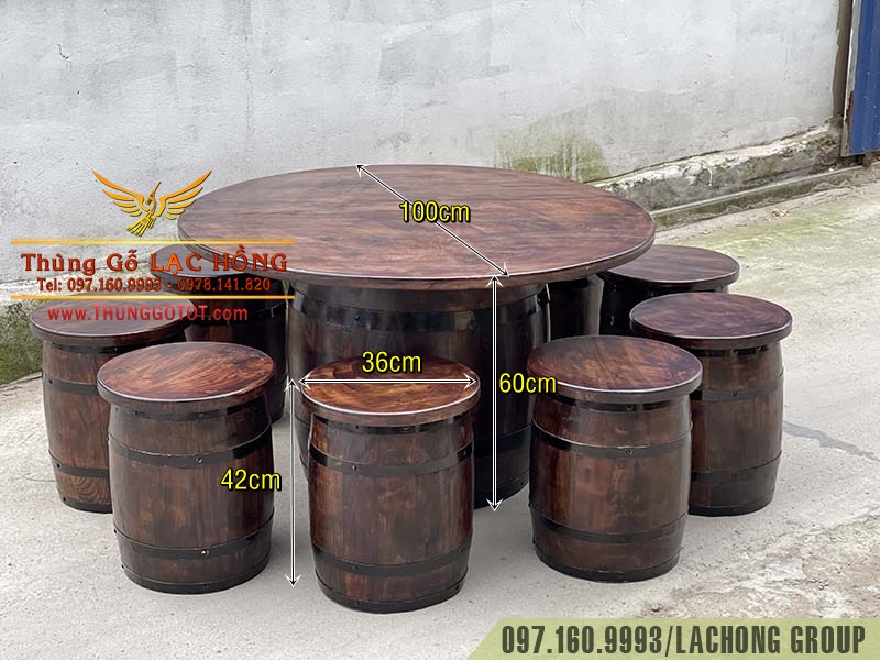 th&ugrave;ng rượu vang gỗ