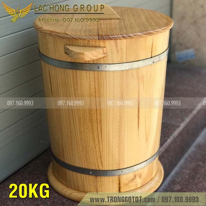 Thùng Gỗ Đựng Gạo Gia Đình 20KG