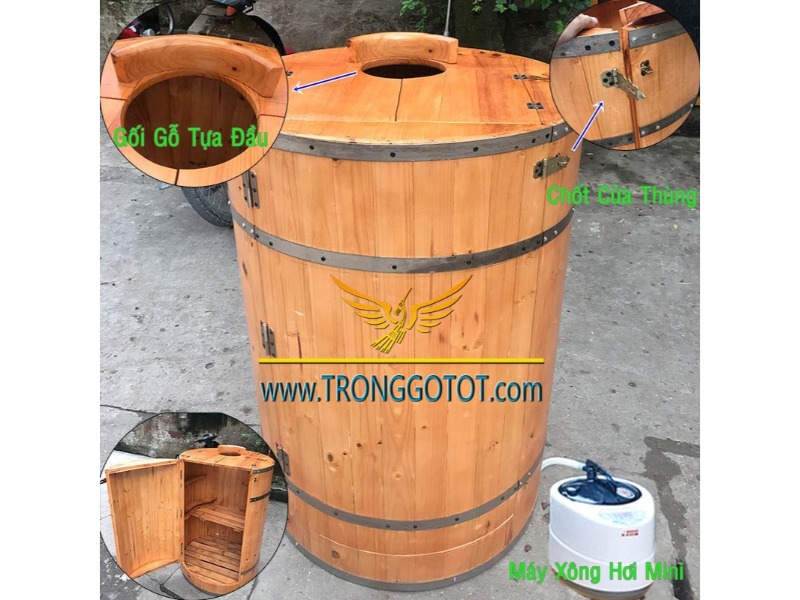 bồn tắm gỗ x&ocirc;ng hơi h&igrave;nh tr&ograve;n