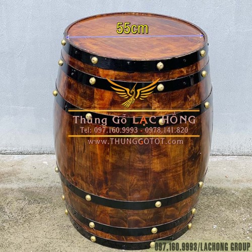 Thùng Rượu Làm Bàn Cafe, Trang Trí 80cm