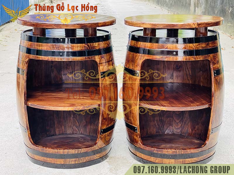 b&agrave;n th&ugrave;ng rượu gỗ deco