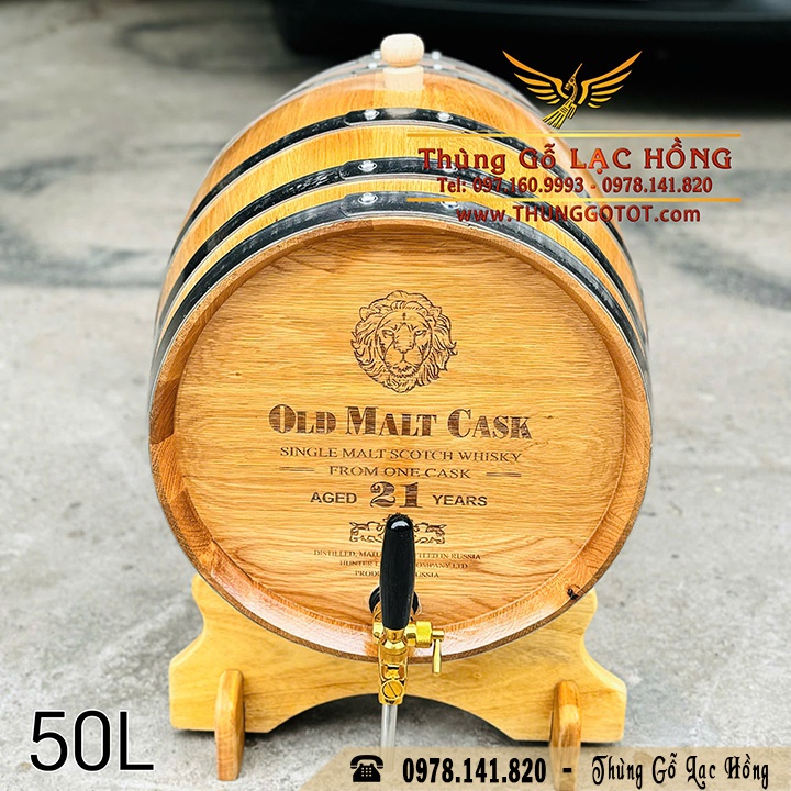 th&ugrave;ng gỗ sồi 50 l&iacute;t